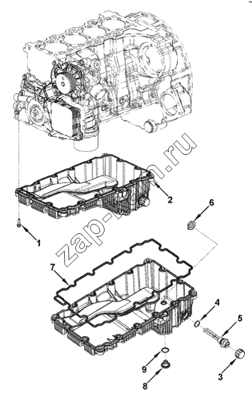 Схема/чертеж: Поддон картера / Cummins ISF 2.8 (S3129T)
