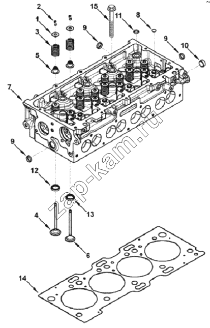 Схема/чертеж: Головка блока цилиндров / Cummins ISF 2.8 (S3129T)