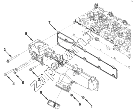 Схема/чертеж: Впускной коллектор / Cummins ISF 3.8 (S3154)