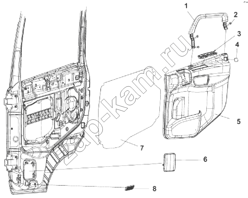 Схема/чертеж: 6102B-C0103 Внутренняя отделка правой двери / DongFeng DFL-3251AXA Euro3