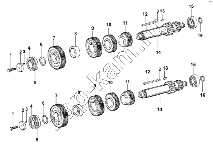 Схема/чертеж: Left/Right Counter Shaft Assembly / DongFeng L3251A3 (вар.)