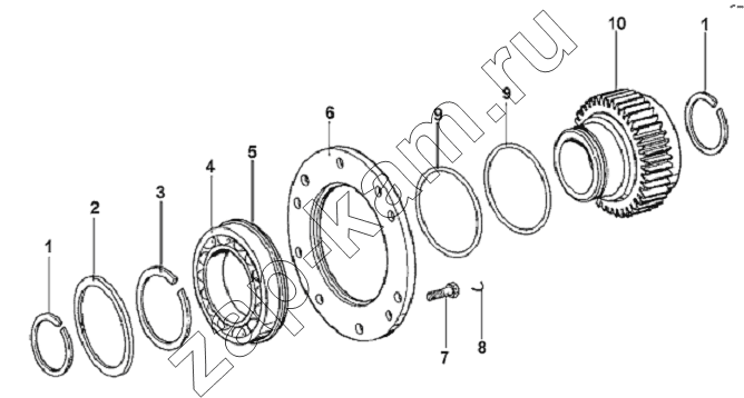 Схема/чертеж: Auxiliary Gearbox Driving Gear Assembly / DongFeng L3251A3 (вар.)
