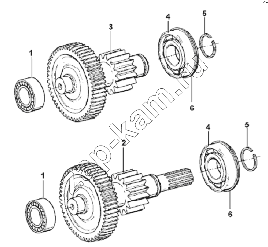 Схема/чертеж: Auxiliary Gearbox Left/Right Counter Shaft / DongFeng L3251A3 (вар.)