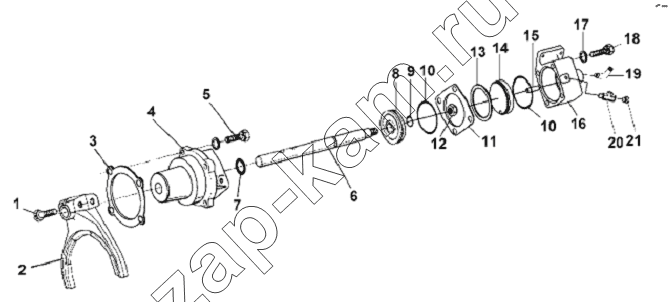 Схема/чертеж: Auxiliary Gearbox Cylinder Assembly / DongFeng L3251A3 (вар.)