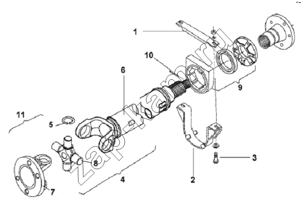 Схема/чертеж: Middle Driving Shaft & Support Assembly / DongFeng L3251A3 (вар.)