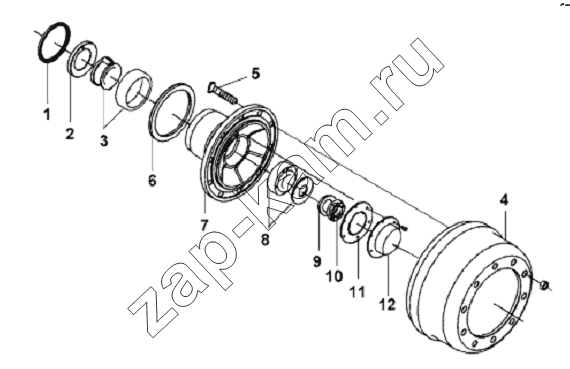 Схема/чертеж: Front Wheel Hub & Brake Drum Subassembly / DongFeng L3251A3 (вар.)