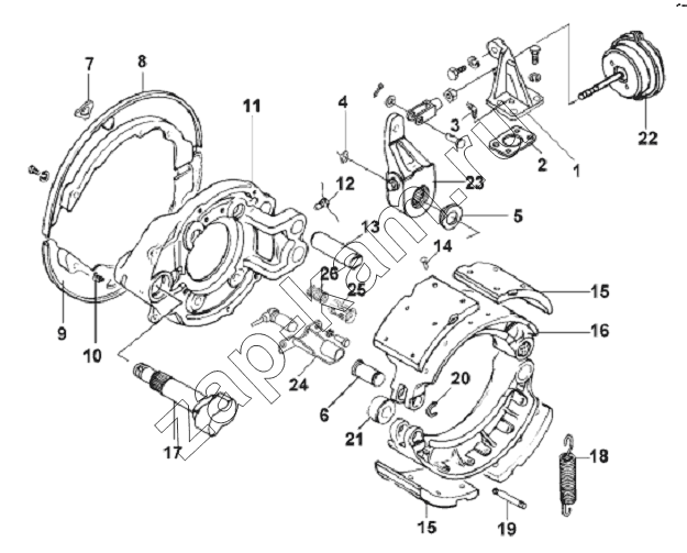 Схема/чертеж: Front Right Brake Subassembly / DongFeng L3251A3 (вар.)