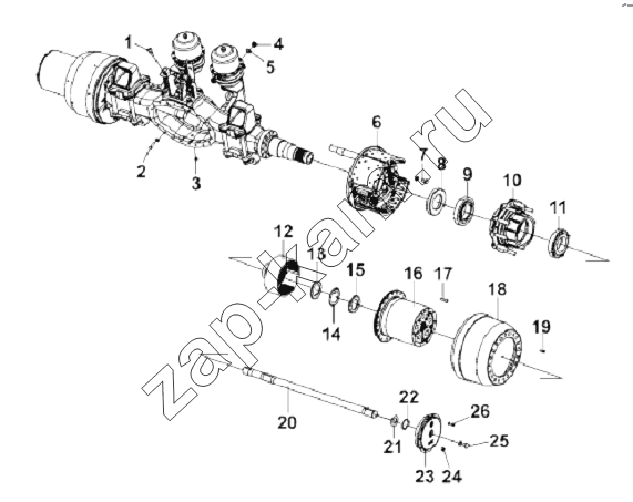 Схема/чертеж: Rear Axle Installation Subassembly / DongFeng L3251A3 (вар.)