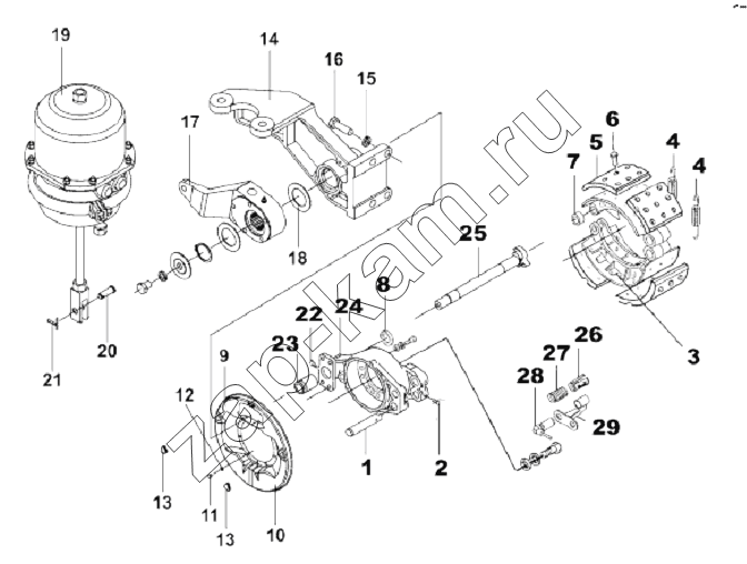 Схема/чертеж: Rear Left Brake Subassembly / DongFeng L3251A3 (вар.)