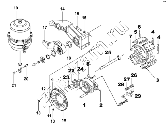 Схема/чертеж: Rear Right Brake Subassembly / DongFeng L3251A3 (вар.)
