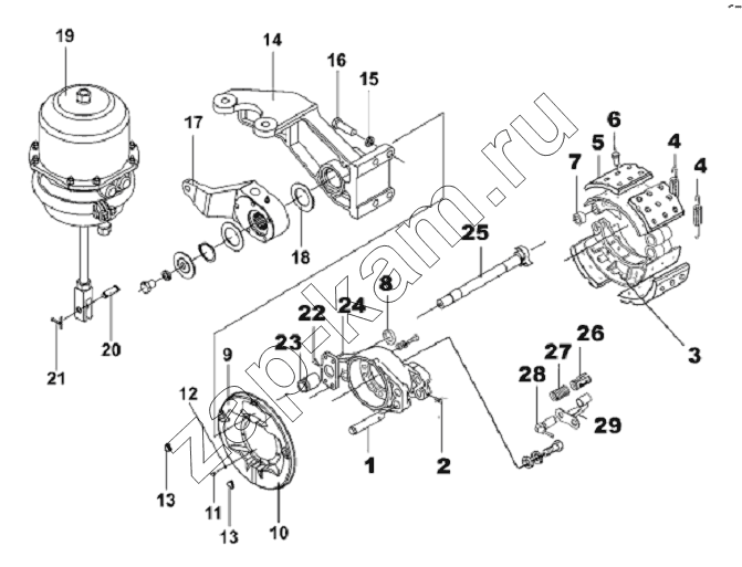 Схема/чертеж: Middle Left Brake Subassembly / DongFeng L3251A3 (вар.)
