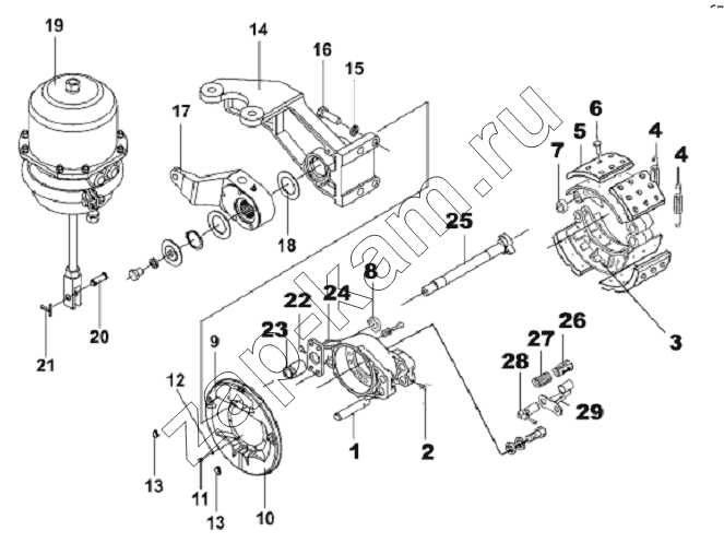 Схема/чертеж: Middle Right Brake Subassembly / DongFeng L3251A3 (вар.)