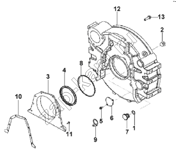 Схема/чертеж: Flywheel Case Subassembly / DongFeng L3251A3 (вар.)
