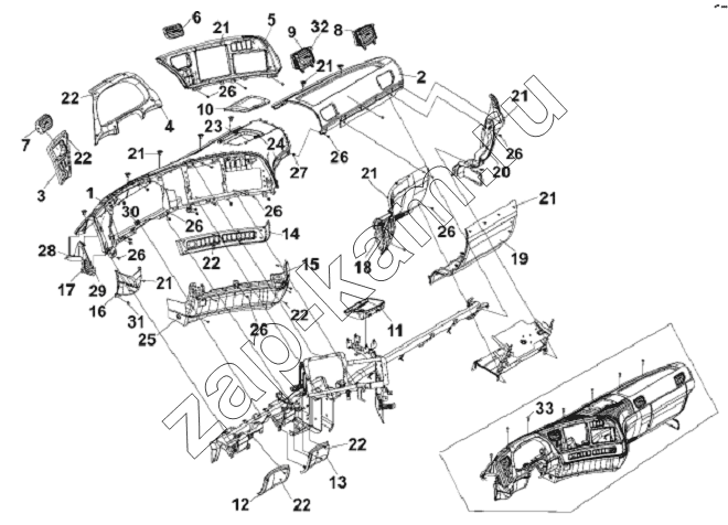Схема/чертеж: Instrument Board Subassembly / DongFeng L3251A3 (вар.)