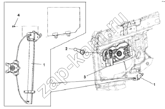 Схема/чертеж: Right Glass Lifter Subassembly / DongFeng L3251A3 (вар.)