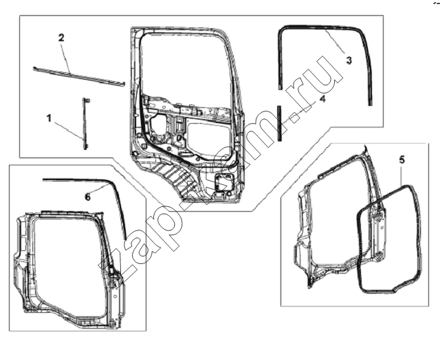 Схема/чертеж: Right Door Sealing Strip Subassembly / DongFeng L3251A3 (вар.)