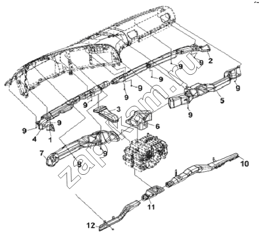 Схема/чертеж: Warm Air Blower Water Pipe Subassembly / DongFeng L3251A3 (вар.)