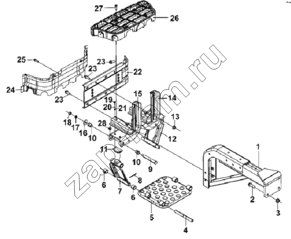 Схема/чертеж: Left Footrest Subassembly - Complete Vehicle / DongFeng L3251A3 (вар.)