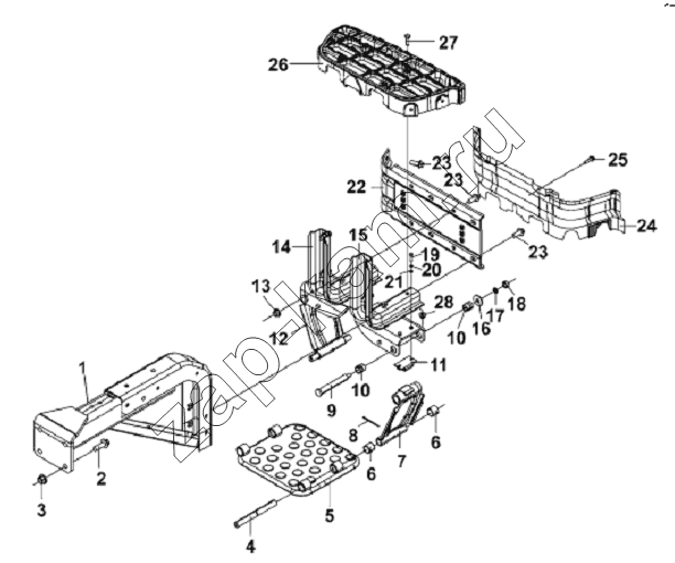Схема/чертеж: Right Footrest Subassembly - Complete Vehicle / DongFeng L3251A3 (вар.)