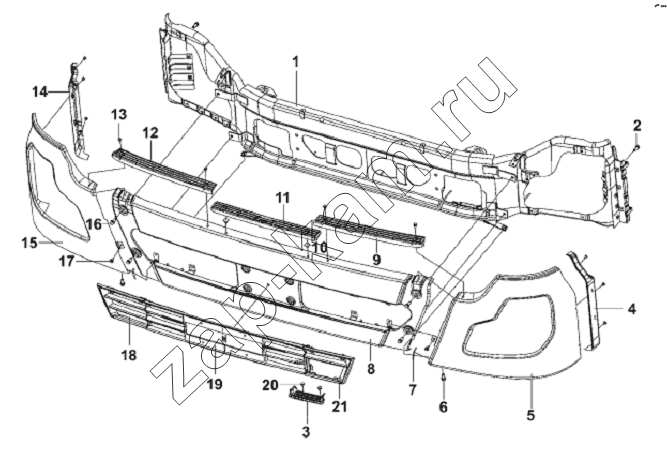 Схема/чертеж: Front Bumper Subassembly / DongFeng L3251A3 (вар.)