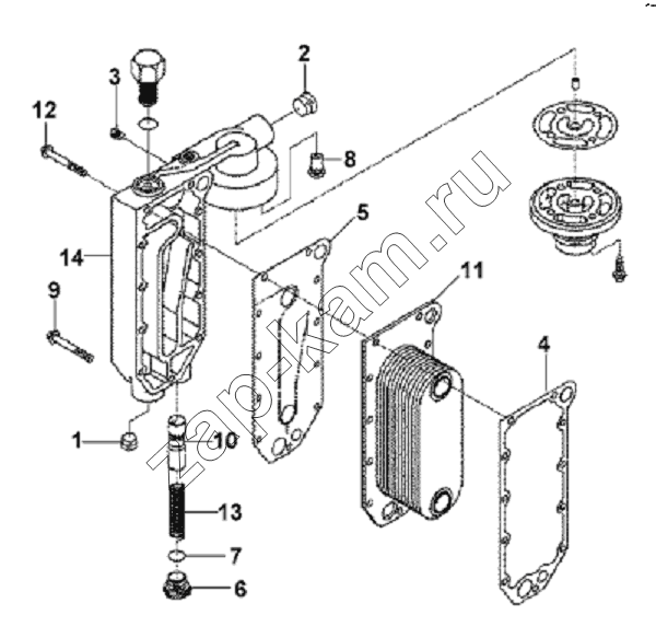 Схема/чертеж: Engine Oil Cooler Subassembly / DongFeng L3251A3 (вар.)