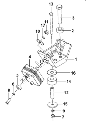 Схема/чертеж: Engine Rear Suspension Subassembly-Engine / DongFeng L3251A3 (вар.)