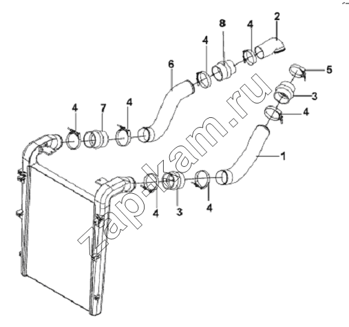 Схема/чертеж: Intercooler Pipeline Subassembly / DongFeng L3251A3 (вар.)