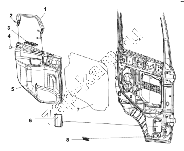Схема/чертеж: 6102A-C0103 Внутренняя отделка левой двери / DongFeng DFL-3251A Euro3