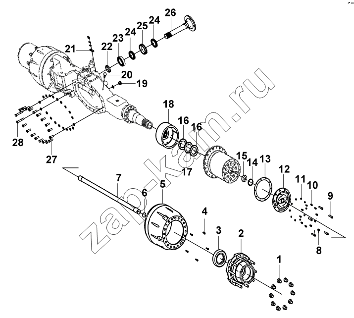 Схема/чертеж: 2500010-K20R1-01 Монтажный блок среднего моста / DongFeng DFL-3251AW1