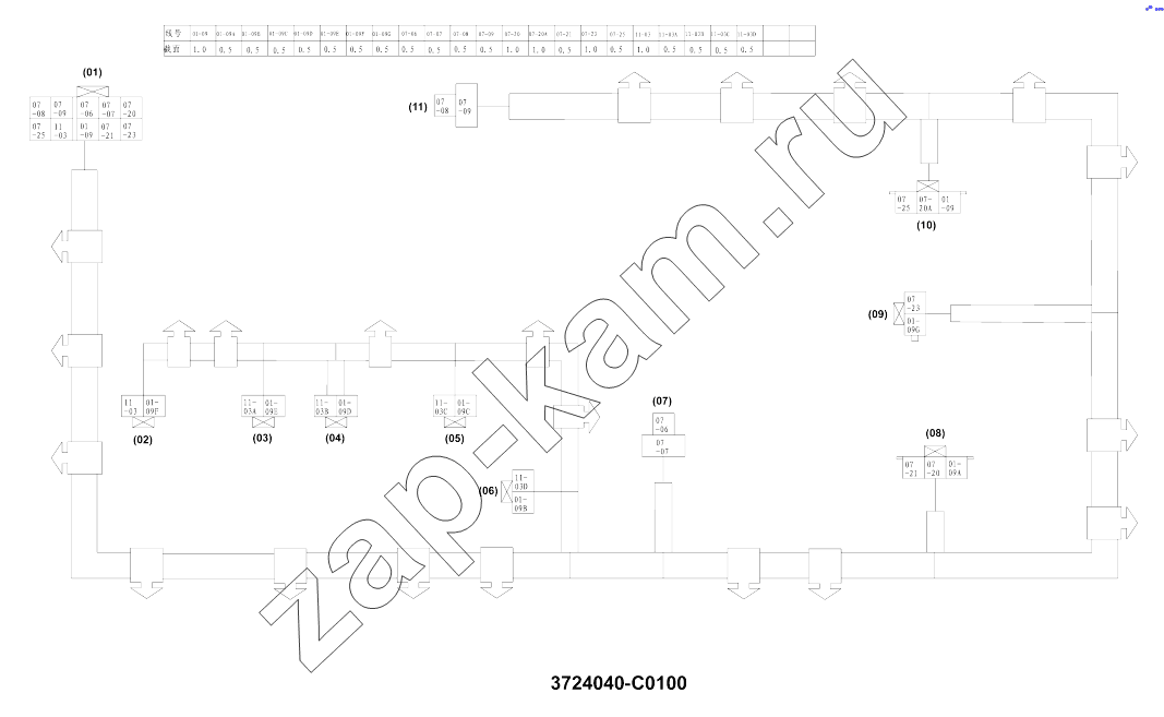 Схема/чертеж: 3724K-C0100 Потолочный жгут проводов / DongFeng DFL-3251AW1
