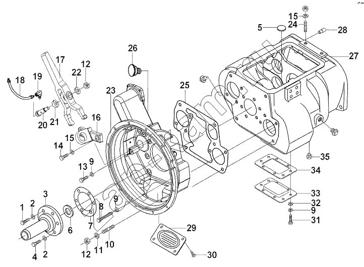 Схема/чертеж: Transmission And Clutch Housing Assembly Group / DongFeng DFL-3251AW1