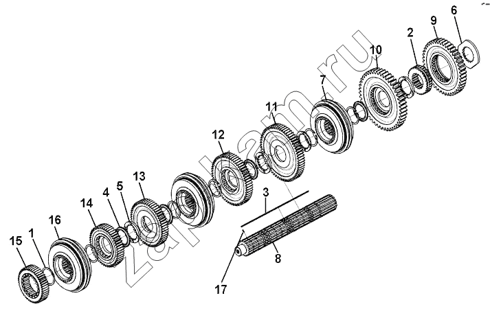Схема/чертеж: 2nd Shaft Assembly Group / DongFeng DFL-3251AW1