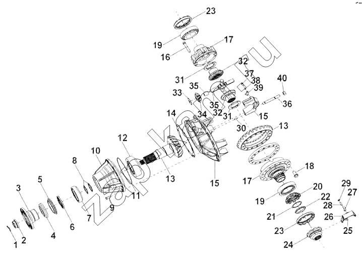 Схема/чертеж: Rear axle / DongFeng DFL-3251AW1