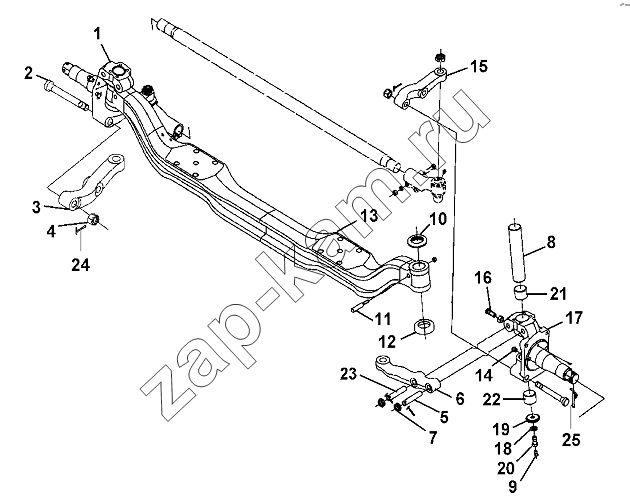 Схема/чертеж: Front Axle And Steering Knuckle Group / DongFeng DFL-3251AW1