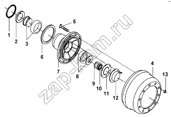 Схема/чертеж: Front Wheel Hub And Brake Drum Group / DongFeng DFL-3251AW1