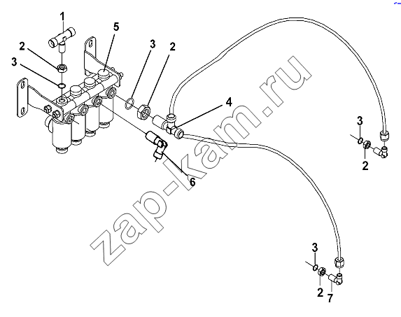 Схема/чертеж: Control Line Of Axial Differential Lock / DongFeng DFL-3251AW1