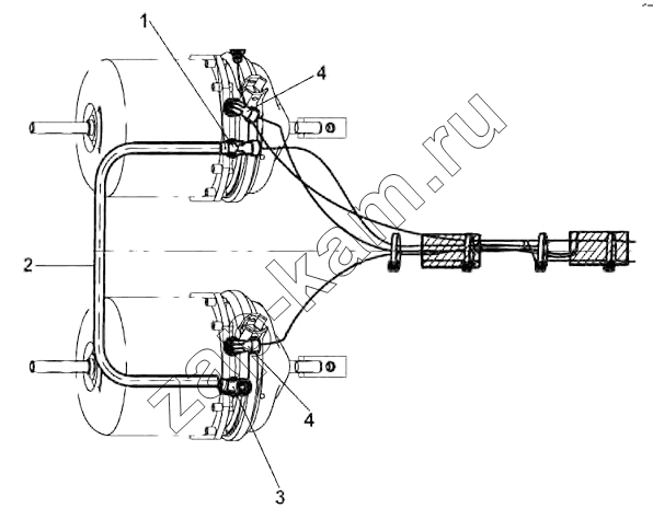 Схема/чертеж: Brake pipeline group, middle axle / DongFeng DFL-3251AW1