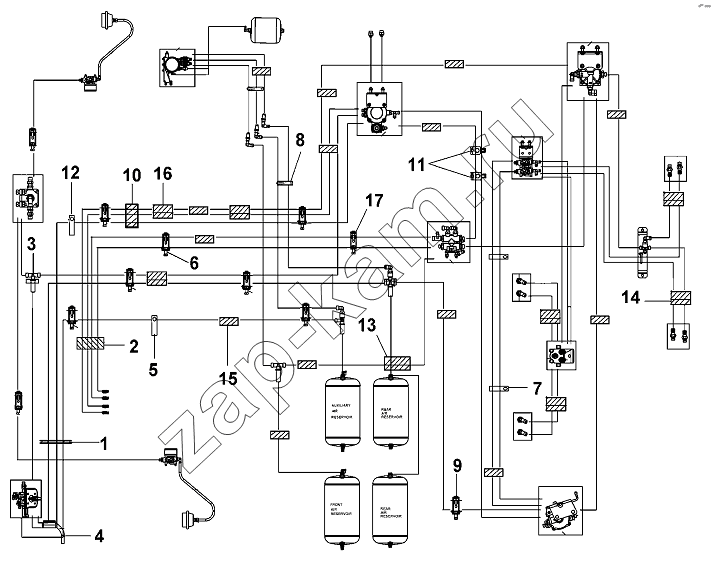 Схема/чертеж: Pipe Clamp & Protecting Sleeve & Support Group / DongFeng DFL-3251AW1
