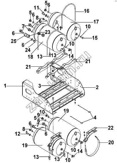 Схема/чертеж: Front And Rear Air Reservoir Group / DongFeng DFL-3251AW1