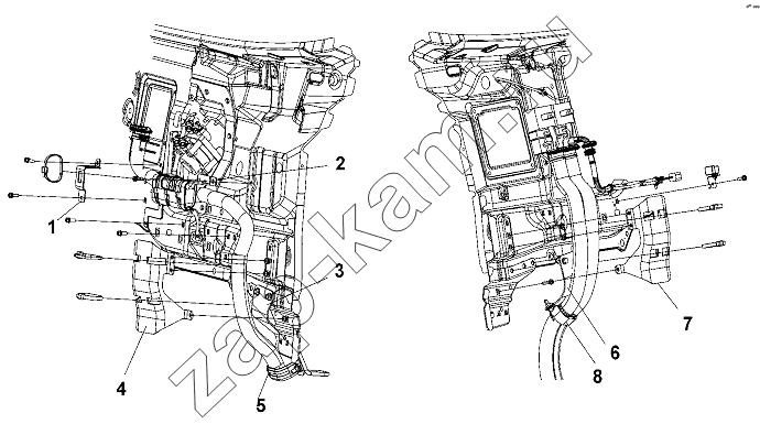 Схема/чертеж: Front Wall Harness Guard Group / DongFeng DFL-3251AW1