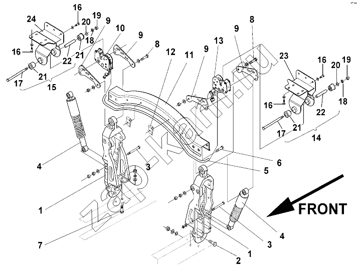 Схема/чертеж: Cab Rear mounting Group / DongFeng DFL-3251AW1