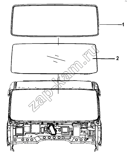 Схема/чертеж: Front Windshield And Weatherstrip Group / DongFeng DFL-3251AW1