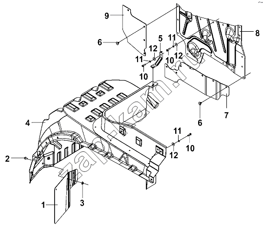 Схема/чертеж: LH Inner Mudguard Group / DongFeng DFL-3251AW1