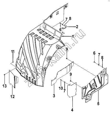 Схема/чертеж: Right Inner Mudguard Group / DongFeng DFL-3251AW1
