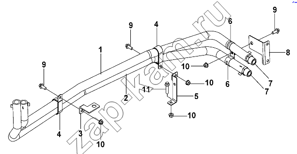 Схема/чертеж: Water Inlet/Outlet Pipe Group Of Heater / DongFeng DFL-3251AW1