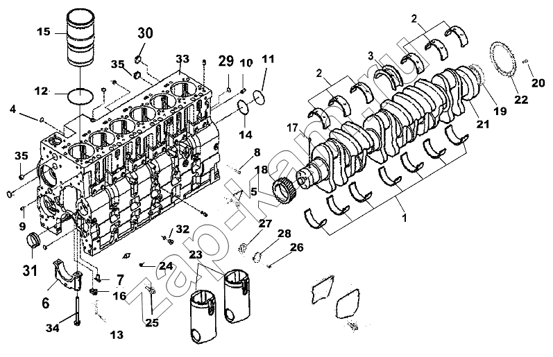 Схема/чертеж: Cylinder Block Group / DongFeng DFL-3251AW1