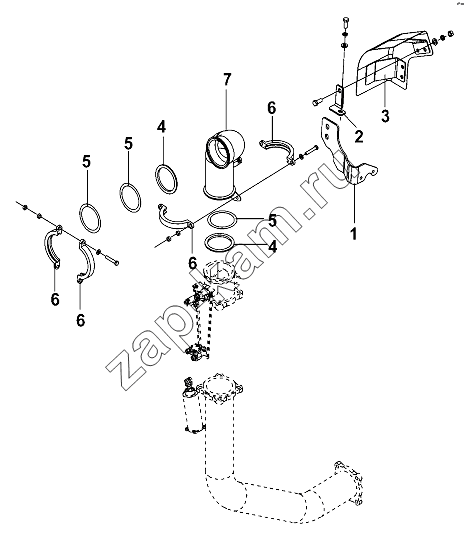 Схема/чертеж: Connecting Pipe Group, Turbocharger Outlet / DongFeng DFL-3251AW1