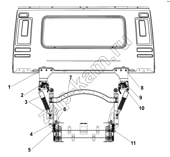 Схема/чертеж: 5001B-C0300 Задняя подвеска кабины / DongFeng DFL-4251A