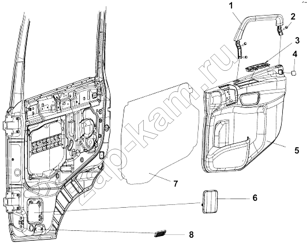 Схема/чертеж: 6102B-C0103 Внутренняя отделка правой двери / DongFeng DFL-4251AXA Euro3