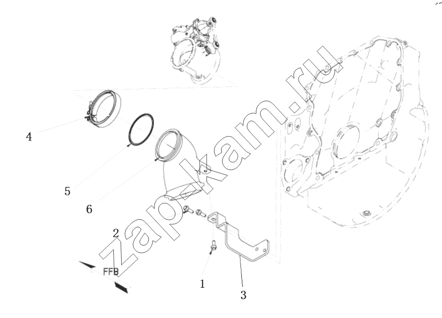 Схема/чертеж: XS 2152 EXHAUST CONNECTION / DongFeng DFH4180-HA40-000-A0